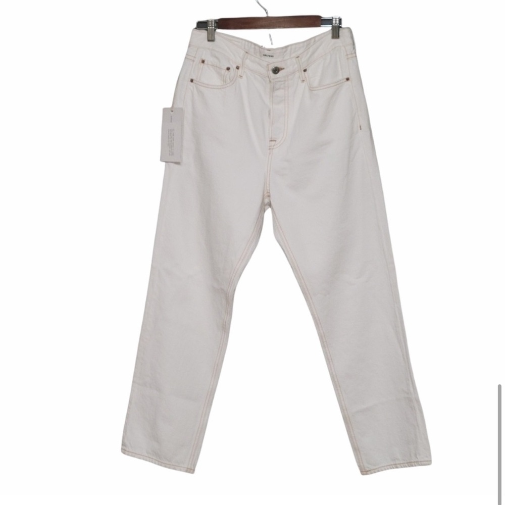 NWT GRLFRND Helena Super High Rise Button Fly Women Jeans in Cream